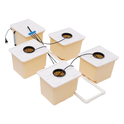 LKHDONG 11L Hydrokultur Grow System, Hydroponisches Anbausystem Kit mit 5 Eimer und Eine Wasserpumpe, Innenbereich Hydroponics Anzucht-System für Blumen, Obst und Gemüse von LKHDONG