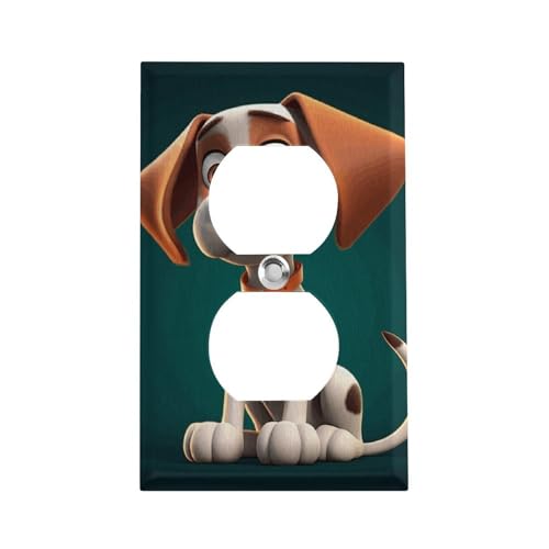 A Cartoon Dog Outlet Cover, American Standard Wall Plate with Screws - Heat & Impact Resistant Stainless Steel, 1-Gang Duplex Socket Cover for Home Decor A Cartoon Dog Outlet Cover, American Standard Wall Plate with Screws - Heat & Impact Resistant Stainless Steel, 1-Gang Duplex Socket Cover for Home Decor von LKHDS