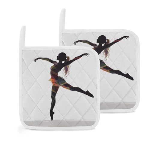 A Dancer Topflappen 2er Set Hitzebeständige Küche Topflappen mit Aufhängeschlaufen Langlebige Ofen Hot Pads zum Kochen, Backen, Grillen von LKHDS