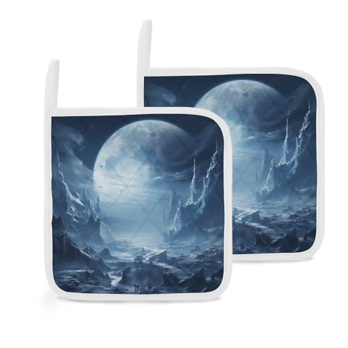 Beautiful Scenery Images Topflappen, 2er-Set, hitzebeständige Küchen-Topflappen mit Aufhängeschlaufen, langlebige Ofen-Pads zum Kochen, Backen, Grillen von LKHDS