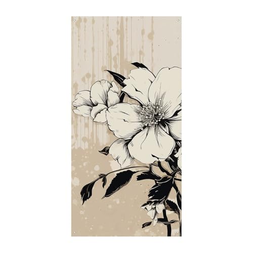 Beigefarbenes Blumenmuster Türbanner saisonale vertikale Türabdeckung Dekor, langlebiger Hintergrund für Party, Veranda, Eingang, Garten, Dekoration, 178 x 80 cm von LKHDS