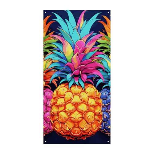 Bunte Ananas-Türbanner, saisonale vertikale Türabdeckung, Dekoration, langlebiger Hintergrund für Party, Veranda, Eingang, Garten, Dekoration, 178 x 80 cm von LKHDS