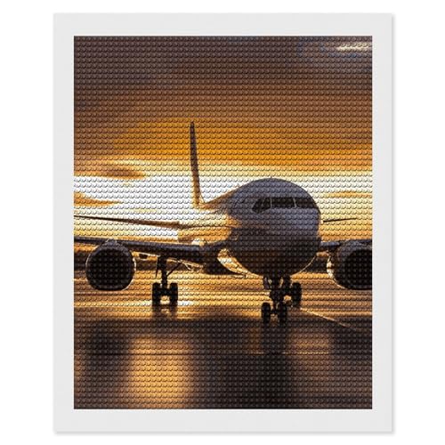 Diamant-Malerei-Set mit Flugzeug im Abendlicht, für Erwachsene, runder Bohrer, DIY-Diamantkunst, 5D-Edelsteinkunst und Handwerk für Heimdekoration, 40,6 x 50,8 cm Diamant-Malerei-Set mit Flugzeug im Abendlicht, für Erwachsene, runder Bohrer, DIY-Diamantkunst, 5D-Edelsteinkunst und Handwerk für Heimdekoration, 40,6 x 50,8 cm von LKHDS