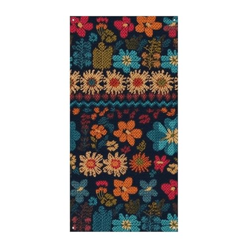 Farbenfrohes Strickmuster, Türbanner, saisonale vertikale Türabdeckung, Dekoration, langlebiger Hintergrund für Party, Veranda, Eingang, Garten, Dekoration, 178 x 80 cm von LKHDS