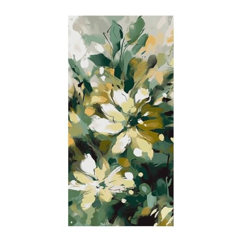 Hellgelbes dunkelgrünes Türbanner, saisonale vertikale Türabdeckung, Dekoration, langlebiger Hintergrund für Party, Veranda, Eingang, Garten, Dekoration, 178 x 80 cm von LKHDS