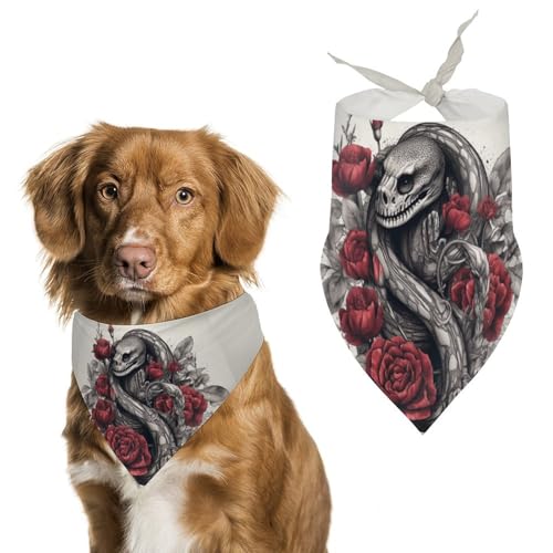 Hundehalstuch, Motiv: Tiere auf Blumen, waschbar und verstellbar, dreieckig, atmungsaktiv, für kleine, mittelgroße und große Haustiere, niedliches modisches Haustierzubehör von LKHDS