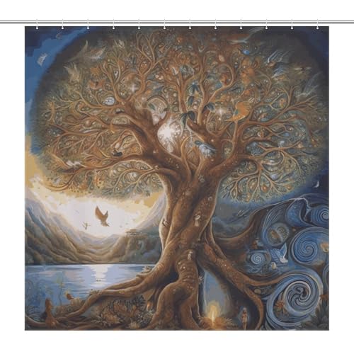 LKHDS Duschvorhang mit Baum des Lebens, wasserdichter Stoff-Badevorhang mit 12 Haken, waschbar, leicht, Badezimmer-Dekoration, 183 x 183 cm LKHDS Duschvorhang mit Baum des Lebens, wasserdichter Stoff-Badevorhang mit 12 Haken, waschbar, leicht, Badezimmer-Dekoration, 183 x 183 cm von LKHDS