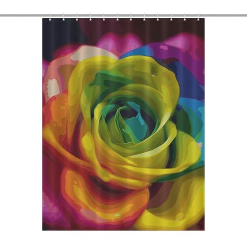 LKHDS Duschvorhang mit Regenbogen-Blumen-Motiv, wasserdichter Stoff-Badevorhang mit 12 Haken, waschbar, leicht, Badezimmer-Dekoration, 140 x 183 cm LKHDS Duschvorhang mit Regenbogen-Blumen-Motiv, wasserdichter Stoff-Badevorhang mit 12 Haken, waschbar, leicht, Badezimmer-Dekoration, 140 x 183 cm von LKHDS