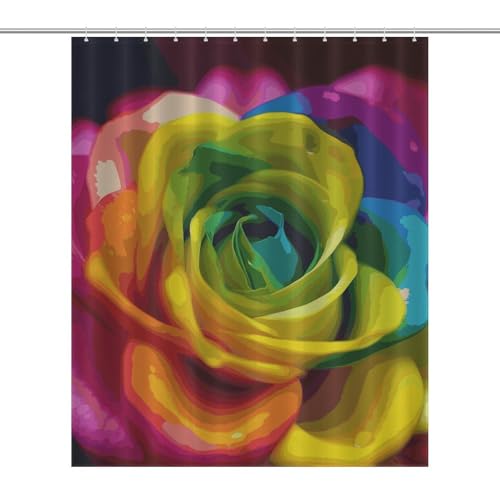 LKHDS Duschvorhang mit Regenbogen-Blumen-Motiv, wasserdichter Stoff-Badevorhang mit 12 Haken, waschbar, leicht, Badezimmer-Dekoration, 152 x 183 cm LKHDS Duschvorhang mit Regenbogen-Blumen-Motiv, wasserdichter Stoff-Badevorhang mit 12 Haken, waschbar, leicht, Badezimmer-Dekoration, 152 x 183 cm von LKHDS