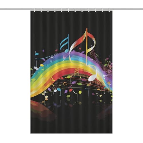 LKHDS Duschvorhang mit Regenbogen-Musiknoten-Melodie, wasserdichter Stoff-Badevorhang mit 12 Haken, waschbar, leicht, Badezimmer-Dekoration, 122 x 183 cm von LKHDS