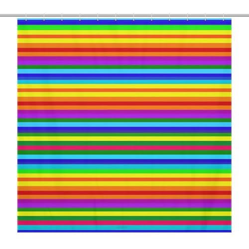 LKHDS Duschvorhang mit Regenbogen-Muster, wasserdichter Stoff-Badevorhang mit 12 Haken, waschbar, leicht, Badezimmer-Dekoration, 183 x 183 cm von LKHDS