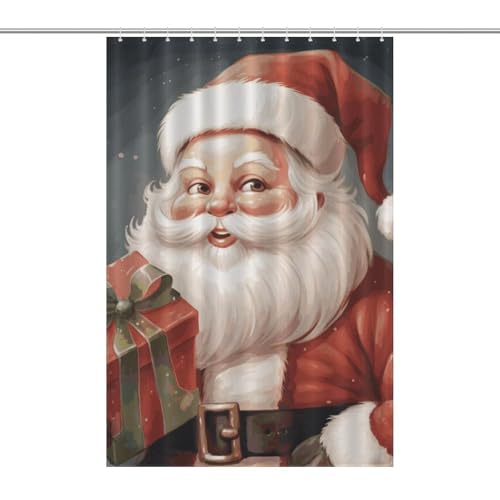 LKHDS Duschvorhang mit Weihnachtsmann mit Box, wasserdichter Stoff-Badevorhang mit 12 Haken, waschbar, leicht, Badezimmer-Dekoration, 122 x 183 cm von LKHDS
