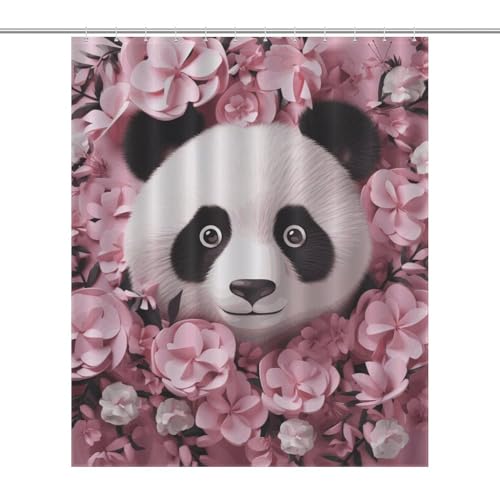 LKHDS Panda Duschvorhänge für Badezimmer, wasserdichter Stoff-Badevorhang mit 12 Haken, waschbar, leicht, Badezimmer-Dekoration, 152 x 183 cm LKHDS Panda Duschvorhänge für Badezimmer, wasserdichter Stoff-Badevorhang mit 12 Haken, waschbar, leicht, Badezimmer-Dekoration, 152 x 183 cm von LKHDS