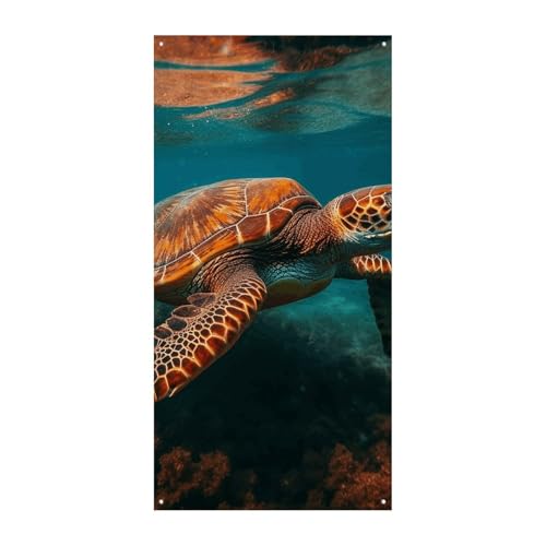 Meeresschildkröten-Schwimmtür-Banner, saisonale vertikale Türabdeckung, Dekoration, langlebiger Hintergrund für Party, Veranda, Eingang, Garten, Dekoration, 178 x 80 cm von LKHDS