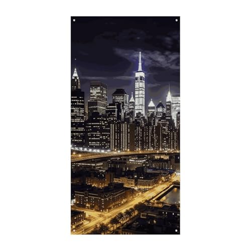 New York Night Türbanner, saisonale vertikale Türabdeckung, Dekoration, langlebiger Hintergrund für Party, Veranda, Eingang, Garten, Dekoration, 178 x 80 cm von LKHDS