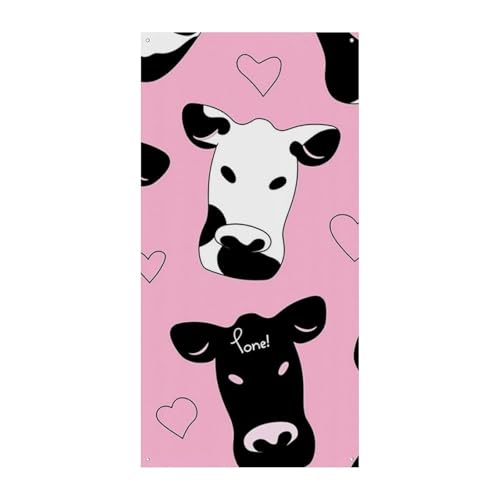 Schwarz-weißes Milchkuh-Türbanner, saisonale vertikale Türabdeckung, Dekoration, langlebiger Hintergrund für Party, Veranda, Eingang, Garten, Dekoration, 178 x 80 cm von LKHDS