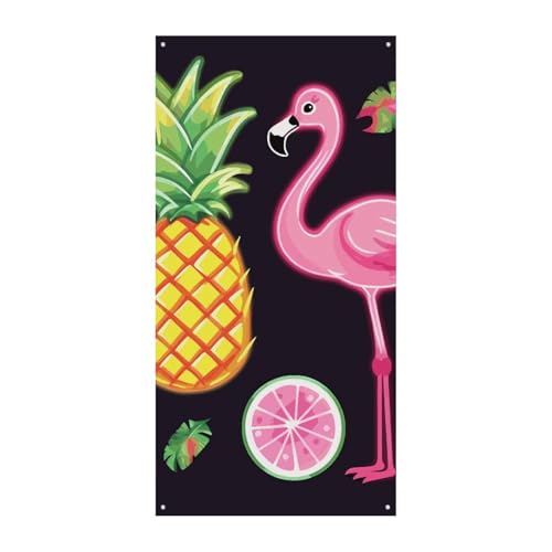 Türbanner mit Ananas-Banananen-Flamingo, saisonale vertikale Türabdeckung, Dekoration, langlebiger Hintergrund für Party, Veranda, Eingang, Garten, Dekoration, 178 x 80 cm von LKHDS