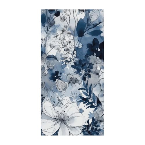 Türbanner mit Blumenmuster, saisonale vertikale Türabdeckung, Dekoration, langlebiger Hintergrund für Party, Veranda, Eingang, Garten, Dekoration, 178 x 80 cm, Aquablau Türbanner mit Blumenmuster, saisonale vertikale Türabdeckung, Dekoration, langlebiger Hintergrund für Party, Veranda, Eingang, Garten, Dekoration, 178 x 80 cm, Aquablau von LKHDS