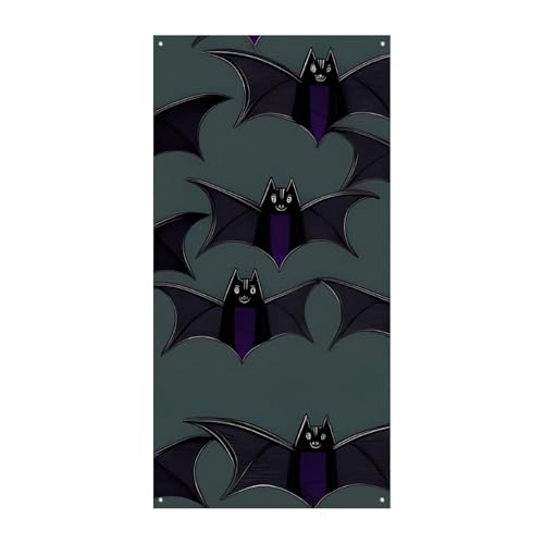 Türbanner mit Fledermausmuster, saisonale vertikale Türabdeckung, Dekoration, langlebiger Hintergrund für Party, Veranda, Eingang, Garten, Dekoration, 178 x 80 cm von LKHDS
