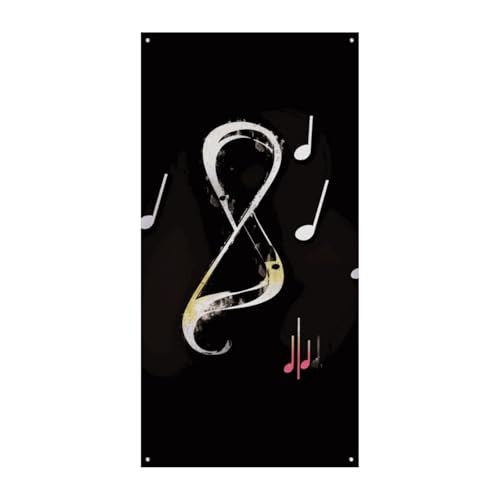 Türbanner mit Musiknoten, saisonale vertikale Türabdeckung, Dekoration, langlebiger Hintergrund für Party, Veranda, Eingang, Garten, Dekoration, 178 x 80 cm von LKHDS