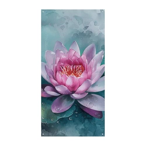 Türbanner mit Pfirsich-Wasserlilie, saisonale vertikale Türabdeckung, Dekoration, langlebiger Hintergrund für Party, Veranda, Eingang, Garten, Dekoration, 178 x 80 cm von LKHDS