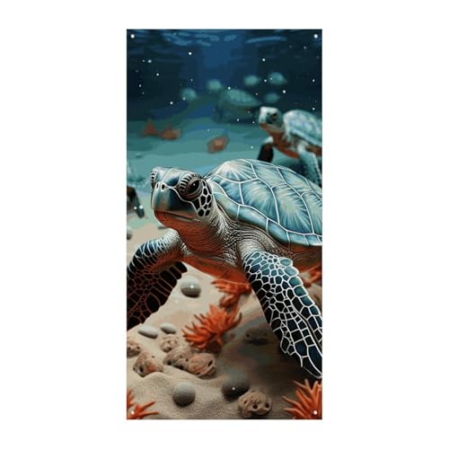 Türbanner mit Schildkröten-Seestern, saisonale vertikale Türabdeckung, Dekoration, langlebiger Hintergrund für Party, Veranda, Eingang, Garten, Dekoration, 178 x 80 cm von LKHDS