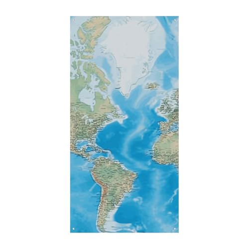 Türbanner mit Weltkarte, saisonale vertikale Türabdeckung, Dekoration, langlebiger Hintergrund für Party, Veranda, Eingang, Garten, Dekoration, 178 x 80 cm von LKHDS
