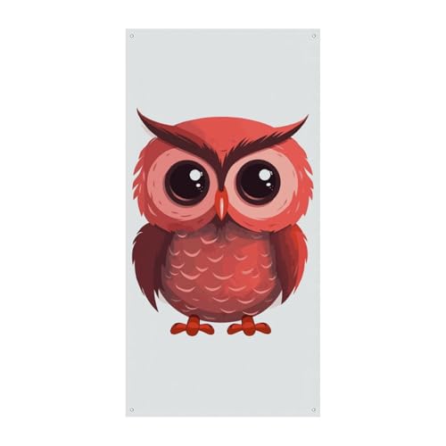 Türbanner mit niedlicher roter Eule, saisonale vertikale Türabdeckung, Dekoration, langlebiger Hintergrund für Party, Veranda, Eingang, Garten, Dekoration, 178 x 80 cm von LKHDS
