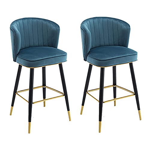 Bar Stuhlstuhl Set 2, Bar Stuhl Bar Heighigeisenständer, Flanellschwamm Küchenstuhl Moderner klassischer Style Button Tufted Counter Seating Pub Furniture for Home (Royal Blue 75 cm) Made in China von LKHGTR