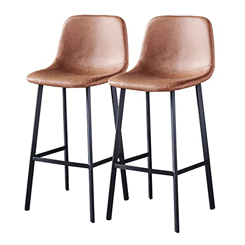Bar Stuhlstuhl Set von 2, Set von 2 nordischen Barstools mit Rücken, Counter Height Bar Stools Barhöhe mit Fußstütze, PU -Leder -gepolsterte Hochhocker, Barhosenstühle für Home Dining Ro Made in Bar Stuhlstuhl Set von 2, Set von 2 nordischen Barstools mit Rücken, Counter Height Bar Stools Barhöhe mit Fußstütze, PU -Leder -gepolsterte Hochhocker, Barhosenstühle für Home Dining Ro Made in von LKHGTR