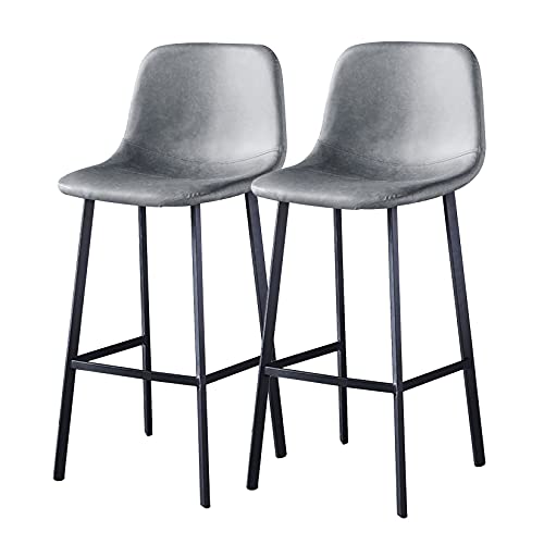 Bar Stuhlstuhl Set von 2, Set von 2 nordischen Barstools mit Rücken, Counter Height Bar Stools Barhöhe mit Fußstütze, PU -Leder -gepolsterte Hochhocker, Barhosenstühle für Home Dining Ro Made in Bar Stuhlstuhl Set von 2, Set von 2 nordischen Barstools mit Rücken, Counter Height Bar Stools Barhöhe mit Fußstütze, PU -Leder -gepolsterte Hochhocker, Barhosenstühle für Home Dining Ro Made in von LKHGTR