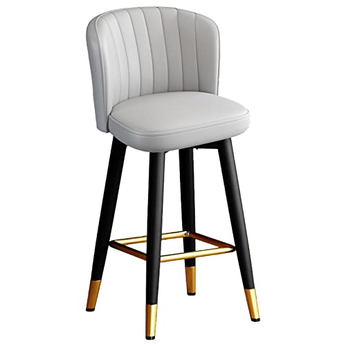 Barstuhl 360 ° Rotation Sitz Restauranthocker für Moderne Kücheninsel, Hochhocker mit PU -Leder -Lichtbogenwickel und goldene Fußstütze (Größe: 55 cm, Farbe: Grau) (grau 65 cm) Made in China von LKHGTR