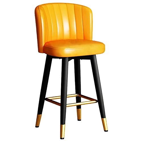 Barstuhl 360 ° Rotation Sitz Restauranthocker für Moderne Kücheninsel, hoher Hocker mit PU -Leder -Lichtbogenwickel und goldene Fußstütze (Größe: 55 cm, Farbe: Grau) (Orange 65 cm) Made in China von LKHGTR