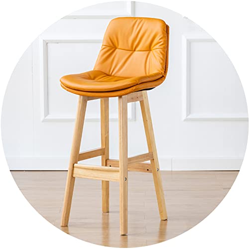 Barstuhl Massivholz hoher Stuhl mit Rückenlehne, Sitzplatzsitze mit Doppelschicht und breiterer Fußstütze, Büroklopfen Rezeption Barhocker (Größe: 71 cm, Farbe: Dunkelgrau) (Gelb 71 cm) Made in China von LKHGTR