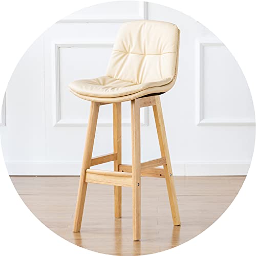 Barstuhl Massivholz hoher Stuhl mit Rückenlehne, Sitzplatzsitze mit Doppelschicht und breiterer Fußstütze, Büroklopfen Rezeption Barhocker (Größe: 71 cm, Farbe: Dunkelgrau) (Weiß 71 cm) Made in China von LKHGTR