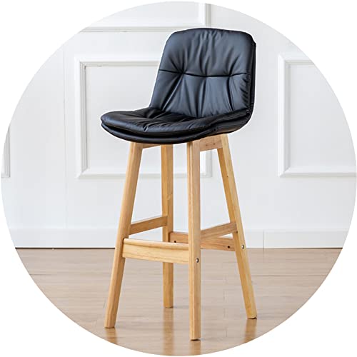 Barstuhl Massivholz hoher Stuhl mit Rückenlehne, Sitzplatzsitze mit Doppelschicht und breiterer Fußstütze, Büroklopfen Rezeption Barhocker (Größe: 71 cm, Farbe: Dunkelgrau) (schwarz 71 cm) Made in von LKHGTR