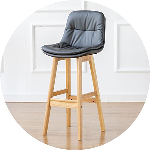 Barstuhl Massivholz hoher Stuhl mit Rückenlehne, Sitzplatzsitze mit Doppelschicht und breiterer Fußstütze, Büroklopfenempfang Barhocker (Größe: 71 cm, Farbe: Dunkelgrau) (Dunkelgrau 71 cm) Made in von LKHGTR