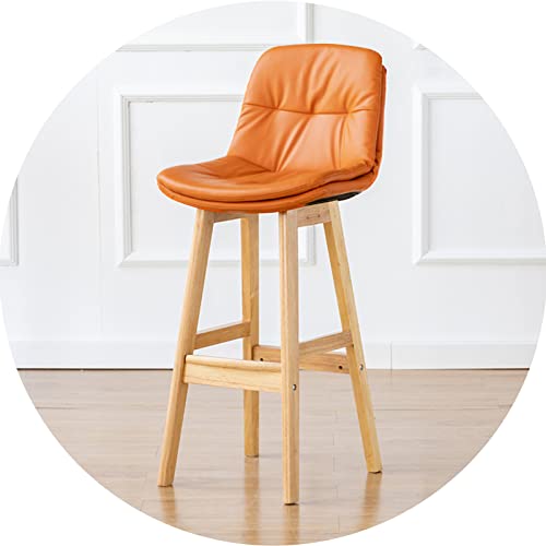 Barstuhl Massivholz hoher Stuhl mit Rückenlehne, Sitzplatzsitze mit Doppelschicht und breiterer Fußstütze, Büroklopfenempfang Barhocker (Größe: 71 cm, Farbe: Dunkelgrau) (Orange 61 cm) Made in China von LKHGTR