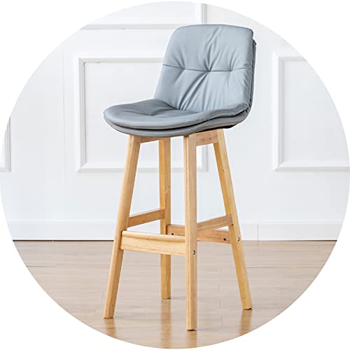 Barstuhl Massivholz hoher Stuhl mit Rückenlehne, Sitzplatzsitze mit Doppelschicht und breiterer Fußstütze, Büroklopfenempfang Barhocker (Größe: 71 cm, Farbe: Dunkelgrau) (hellgrau 61 cm) Made in von LKHGTR