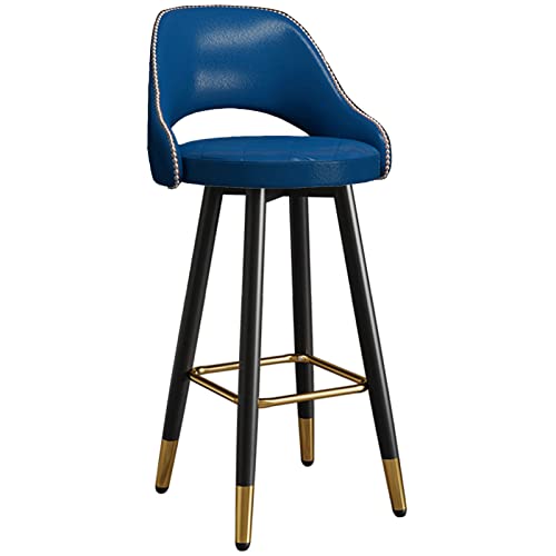 Barstuhl Schwenkstuhl, Nappa -Leder geschwungen, Haus Küche Esstheke Rezeptionhocker mit Metallfußstütze und Messingfüßen (Größe: 75 cm, Farbe: rot) (Blau 65 cm) Made in China von LKHGTR
