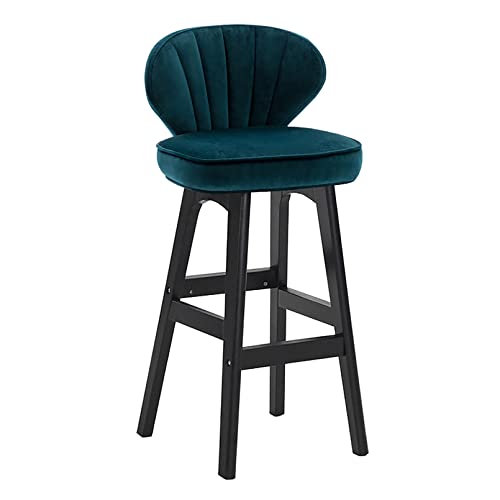 Familienhocker Barhocker Barhocker weiche Samtsitz Barstühle Frühstück Küchentheke Stühle Massive Holzbeine hoher Stuhl dunkelblau hohe Hocker mit Rückenstützen und Fußstützen (weiß er Made in China von LKHGTR