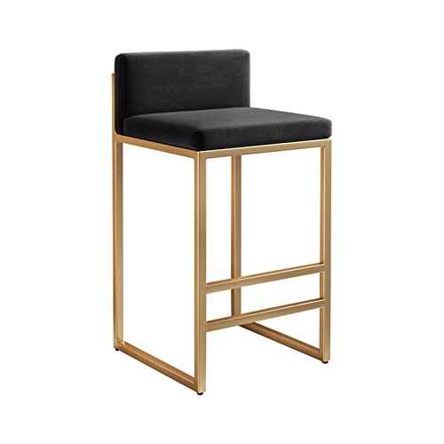 Family Bar Stuhl Hochhocker Barhocker Set von 2 Quadratmeter Samt Sitz Barstools mit schwarzen, Küchenfrühstückstühlen #1 Grey + Schwarzer Rahmen 65 cm Sitzhöhe (Schwarz + Goldrahmen #1 Made in China von LKHGTR