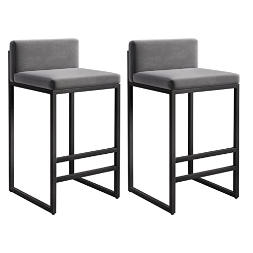 Family Bar Stuhl Hochhocker Barhocker Set von 2 Quadratmeter Samt Sitz Barstools mit schwarzen Küchenfrühstückstühlen #1 grey + schwarzer Rahmen 65 cm Sitzhöhe (Grau + schwarzer Rahmen #1 Made in Family Bar Stuhl Hochhocker Barhocker Set von 2 Quadratmeter Samt Sitz Barstools mit schwarzen Küchenfrühstückstühlen #1 grey + schwarzer Rahmen 65 cm Sitzhöhe (Grau + schwarzer Rahmen #1 Made in von LKHGTR