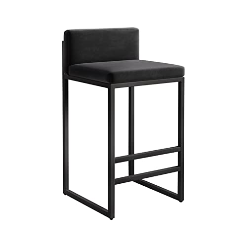 Family Bar Stuhl Hochhocker Barhocker Set von 2 Quadratmeter -Samt -Sitzbars mit schwarzen, Küchenfrühstückstühlen #1 Grey + Schwarzer Rahmen 65 cm Sitzhöhe (schwarz + schwarzer Rahmen #1 Made in von LKHGTR