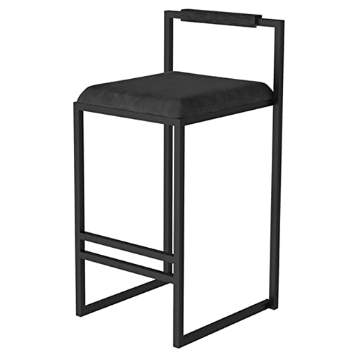 Family Bar Stuhl Hochhocker Barhocker Set von 2 Quadratmeter -Samt -Sitzbars mit schwarzen, Küchenfrühstückstühlen #1 Grey + Schwarzer Rahmen 65 cm Sitzhöhe (schwarz + schwarzer Rahmen #3 Made in von LKHGTR