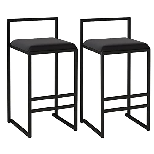 Family Bar Stuhlhocker Hochhocker Barhocker Set von 2 Quadratmeter -Samt -Sitzbars mit schwarzen, Küchenfrühstückstühlen #1 Grey + Schwarzer Rahmen 65 cm Sitzhöhe (schwarz + schwarzer Rahmen #2 Made von LKHGTR