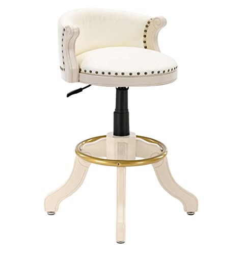 Family Stool Bar Stuhl Barhocker Feste Gummi -Stuhl -Stuhl -Stuhl -Stuhlhocker mit Rückenlehne Stuhl Schwenkhöhe verstellbar, Gummiholzbeine runden Pedal -Chrom -Kuhleder (Leder (Made in China von LKHGTR