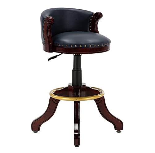 Family Stool Bar Stuhl Barhocker Feste Gummi -Stuhl -Stuhl -Stuhl -Stuhlhocker mit Rückenlehne Stuhl Schwenkhöhe verstellbar, Gummiholzbeine runden Pedal -Chrom -Kuhleder (Leder (Made in China von LKHGTR