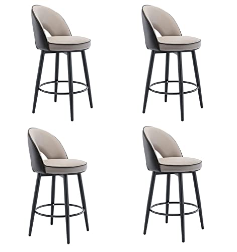 LKHGTR 360 ° Schwenkfamilie Stuhl Barhocker Barhocker Set von 4, gepolsterte Lederzählerhohe für Pub Island, Black Metallbeine Schwarze Fußstütze für Pub Home Bars Dining Room (Farbe Made in China von LKHGTR