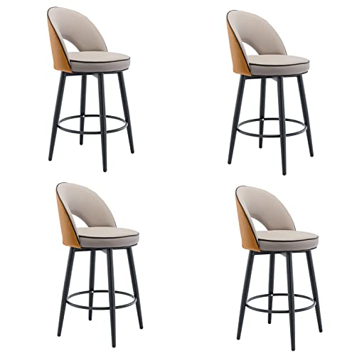 LKHGTR 360 ° Schwenkfamilie Stuhl Barhocker Barhocker Set von 4, gepolsterte Lederzählerhohe für Pub Island, Black Metallbeine Schwarze Fußstütze für Pub Home Bars Dining Room (Farbe Made in China von LKHGTR